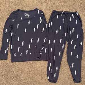 Chaser Navy Pajama Set with Lightning Print - M top and XS pants